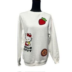 HELLO KITTY WHITE CREWNECK SWEATSHIRT PREPPY LIGHT SWEATER RELAX XSM